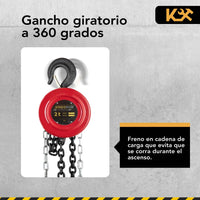 Thumbnail for Polipasto Garrucha 2 T con Cadena de 8 m Grosor 6 mm 300611 Kingsman