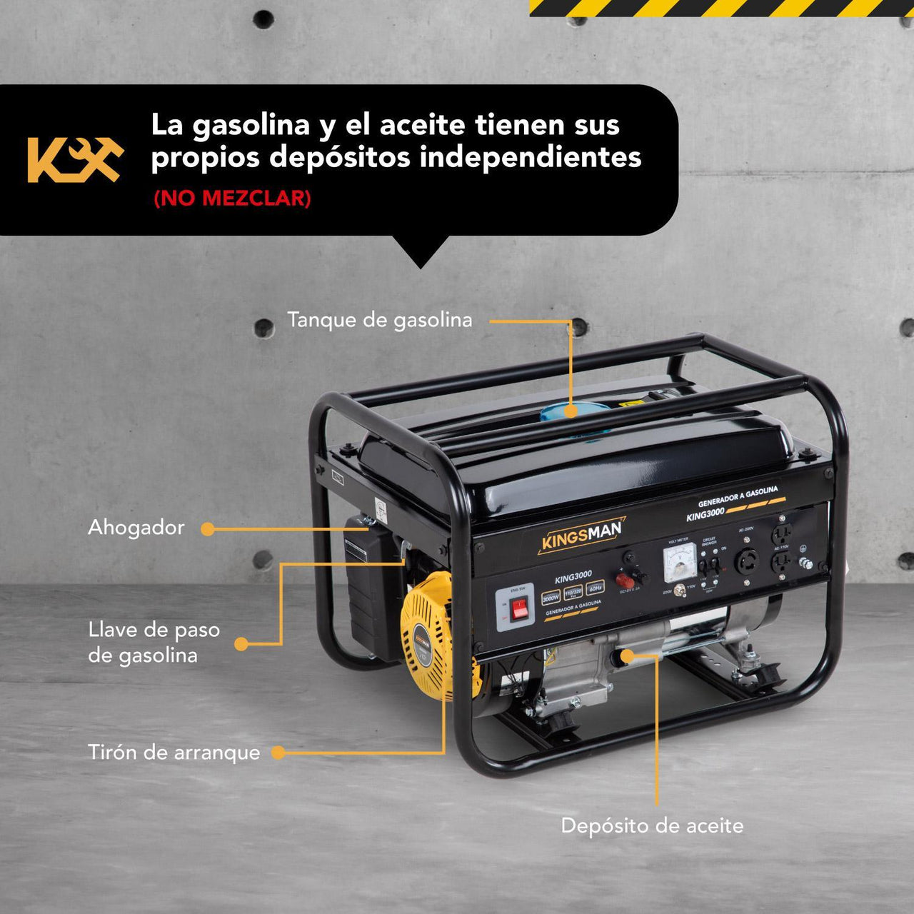 Generador Portatil a Gasolina 3000w 7.5 H.P 110v/220v KING3000 Kingsman