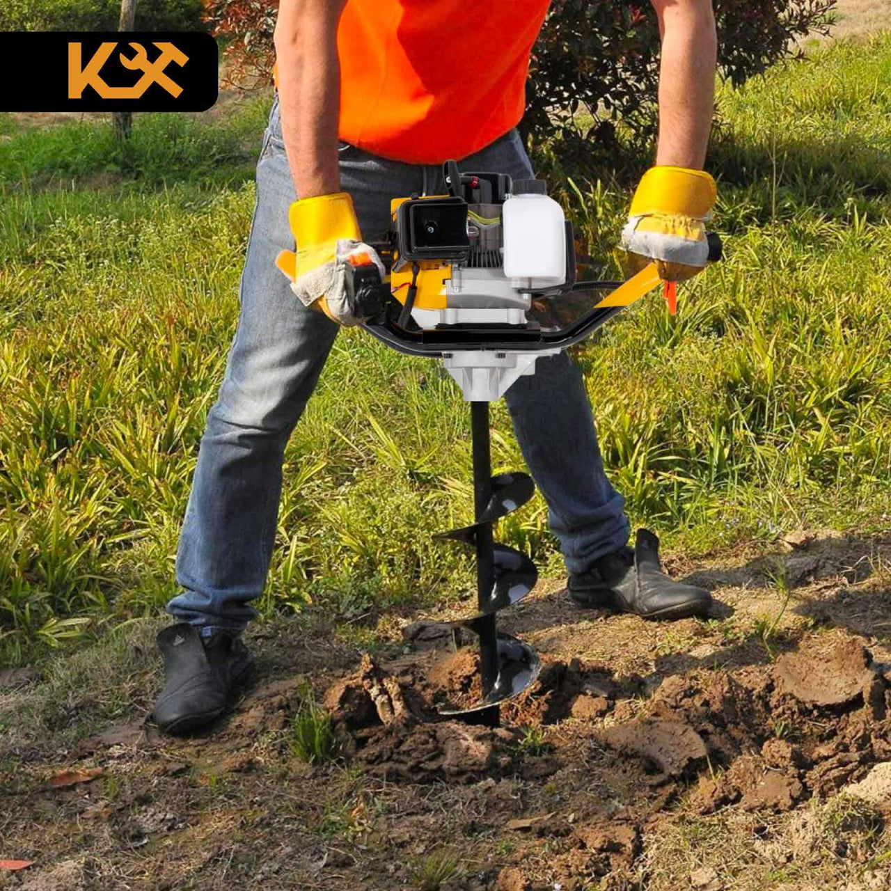 Motoperforadora Ahoyadora A Gasolina Motor 2 Tiempos 52CC 2.5HP Con 3 Barrenas Broca de tierra Kingsman