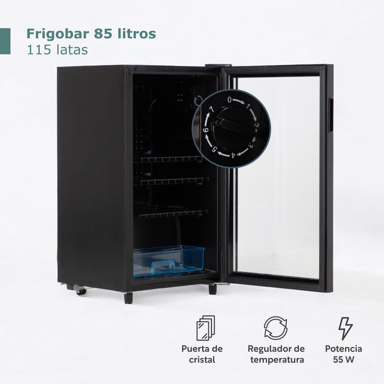 Frigobar Enfriador De Bebidas Refrigerador 85 Litros con Luz