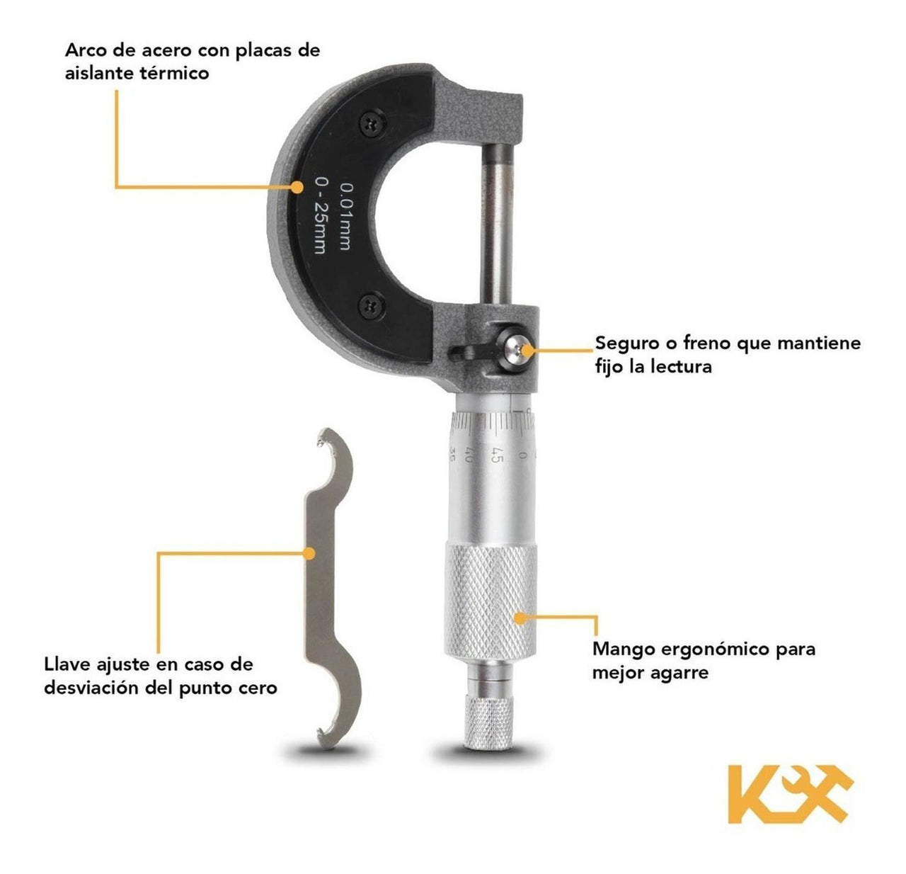 Micrometro Exterior 0 A 25 Mm Medir Grosores