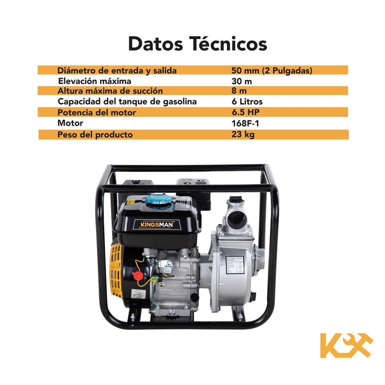 Motobomba a Gasolina Uso Agricola Autocebante Motor 6.5hp 6L