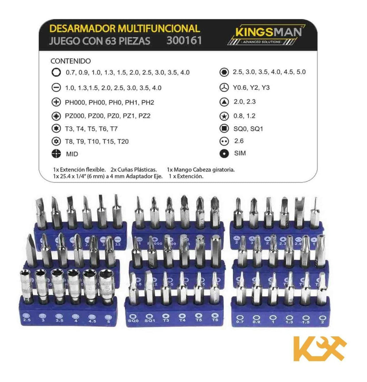 Desarmador Herramientas para Reparacion Celulares Y Equipos Juego 63 Piezas 300161 Kingsman