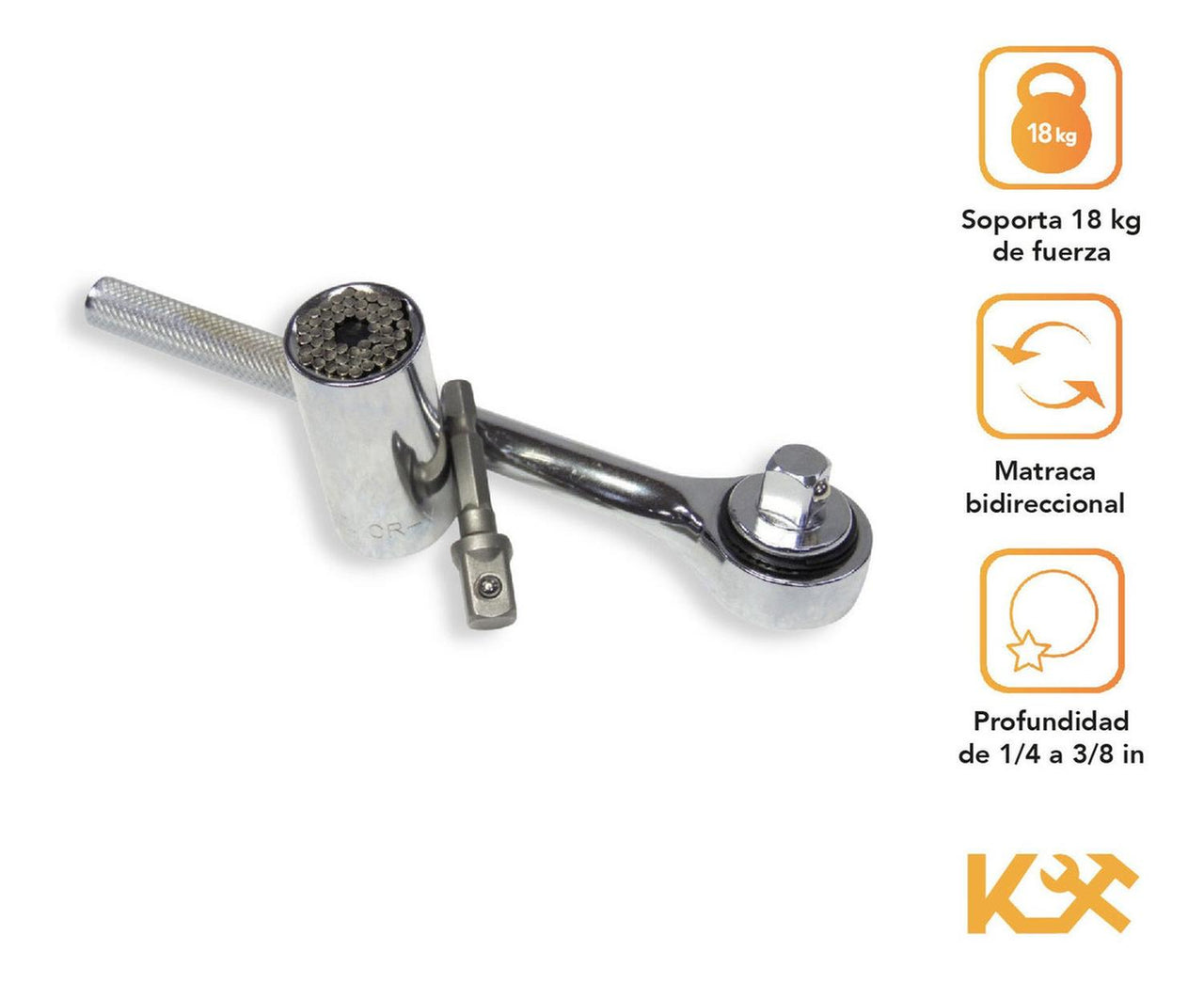 Dado Universal 1/4-3/4" o 7-19 mm Con Matraca Juego de 3 Piezas Kingsman