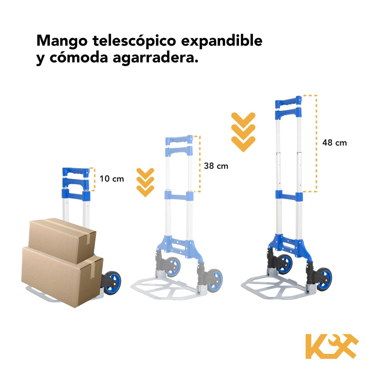 Diablito de Carga Extensible Carrito Plegable 100kg Kingsman