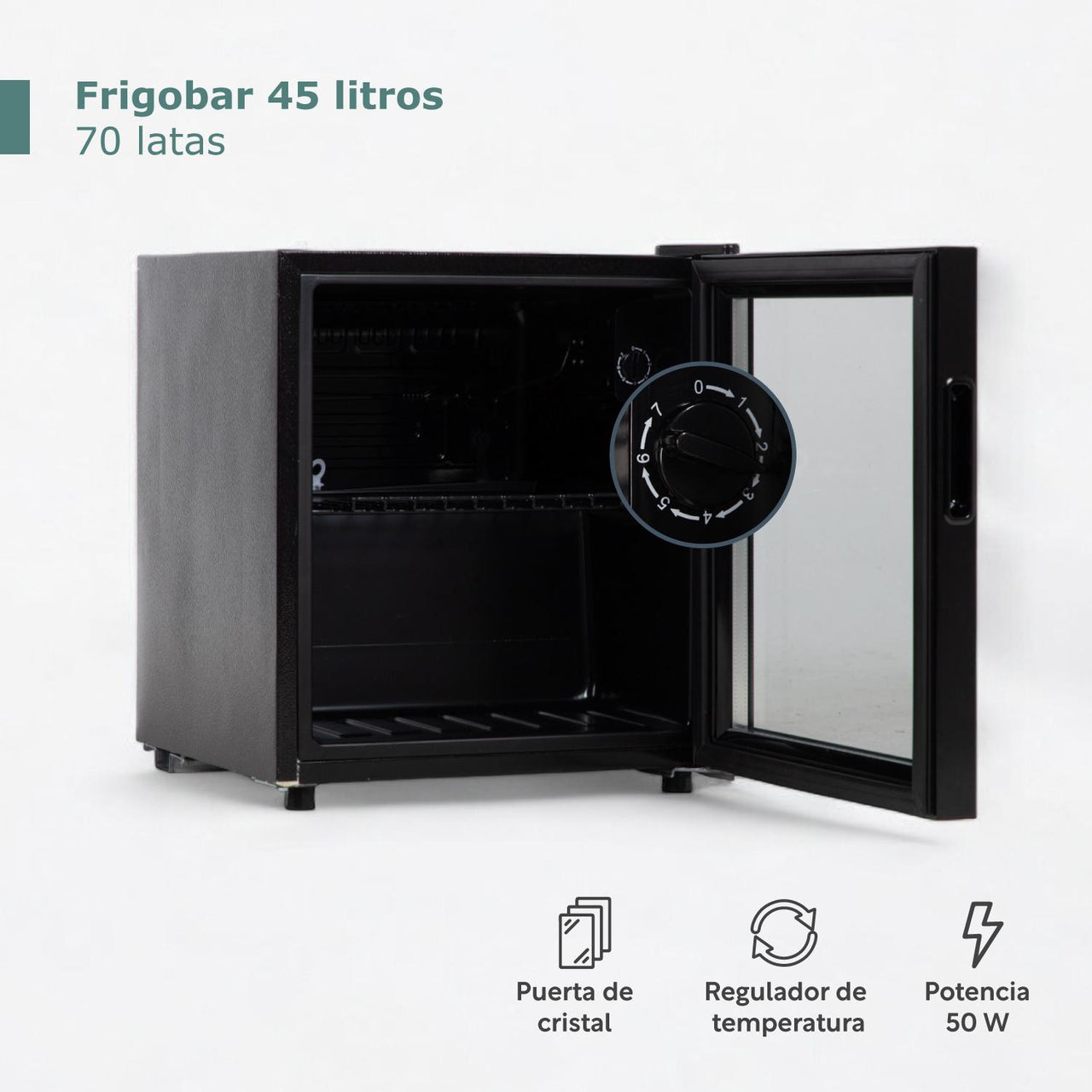 Frigobar Enfriador De Bebidas Refrigerador 45 Litros Cristal