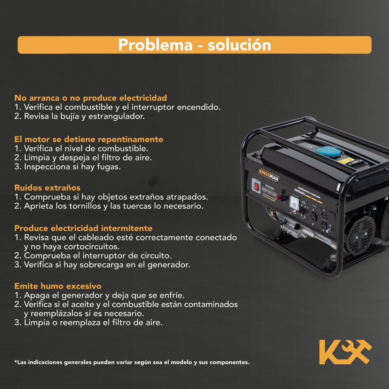 Generador Portatil a Gasolina 3000w 7.5 H.P 110v/220v KING3000 Kingsman