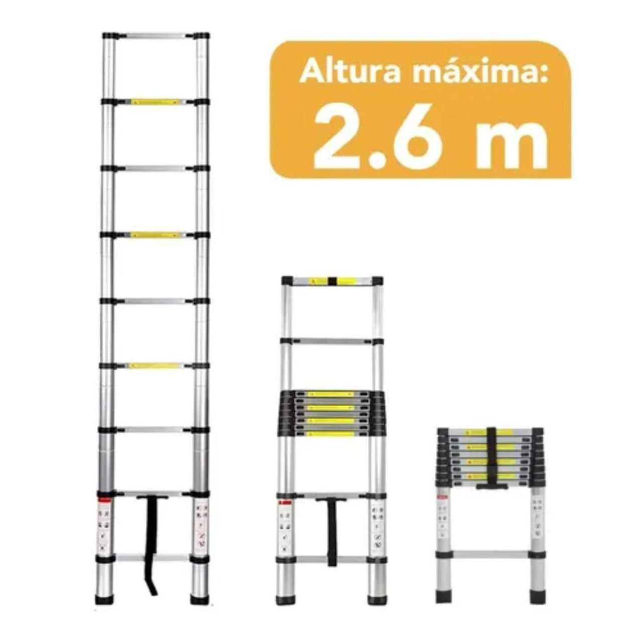 Escalera Telescopica Retractil Aluminio 9 Escalones 2.6 m RY-132