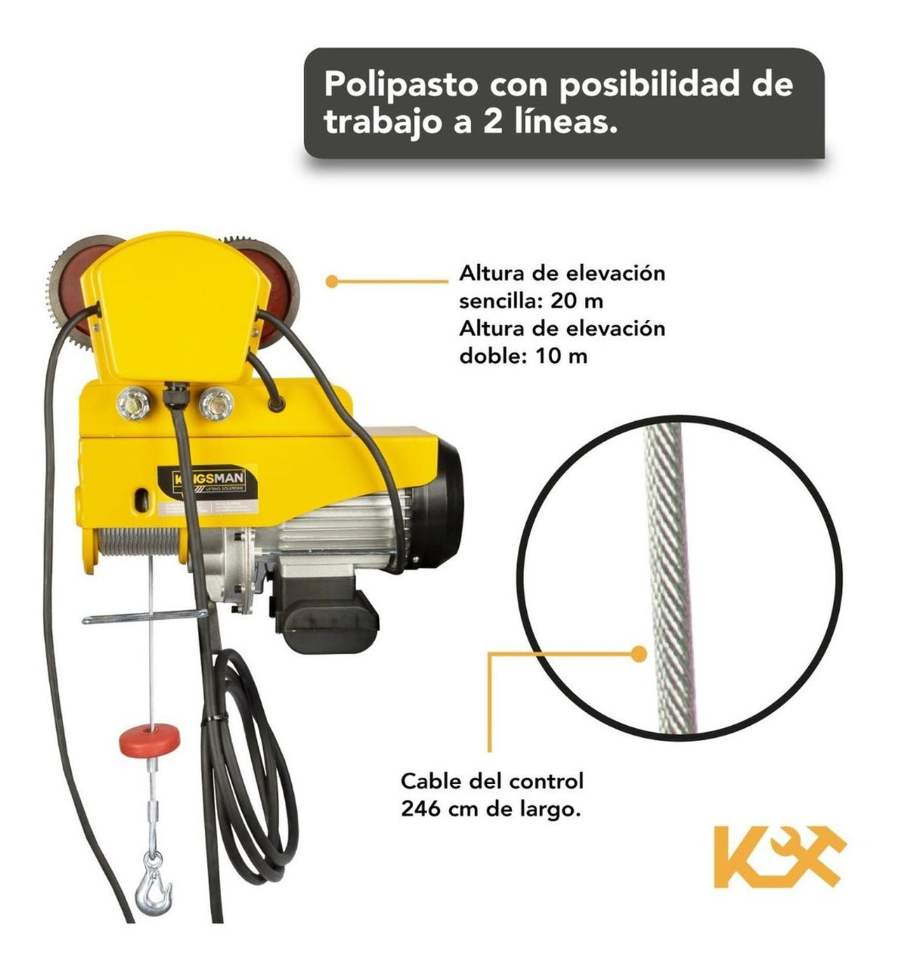 Polipasto Electrico 110v Y Trole 300 A 600 Kg 20m De Cable