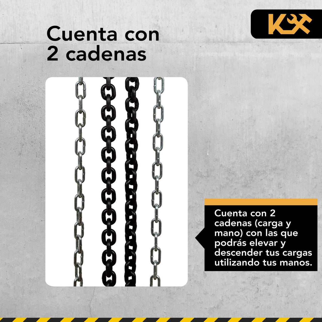 Polipasto Garrucha 2 T con Cadena de 8 m Grosor 6 mm 300611 Kingsman