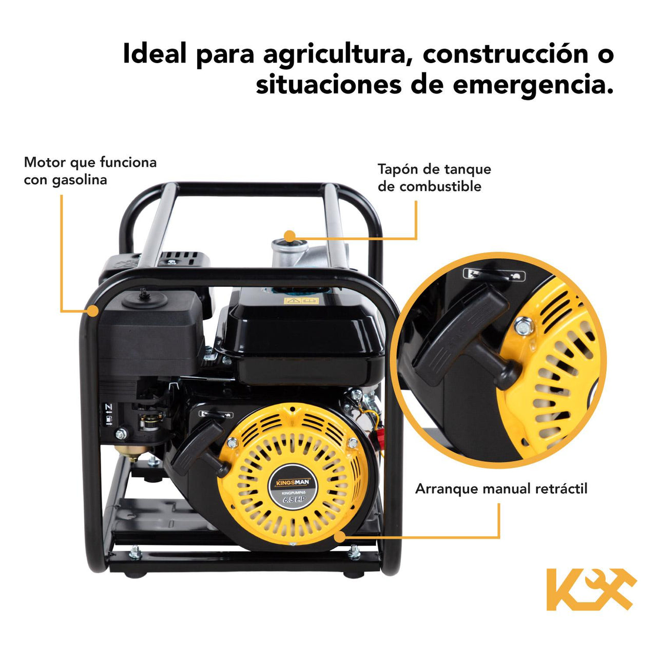 Motobomba a Gasolina Uso Agricola Autocebante Motor 6.5hp 6L