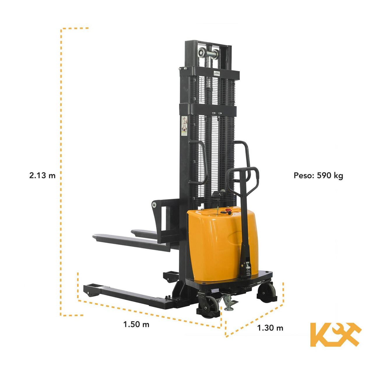 Patin Montacargas Apilador Electrico Semiau 2 Ton Altura 3 M Ancho