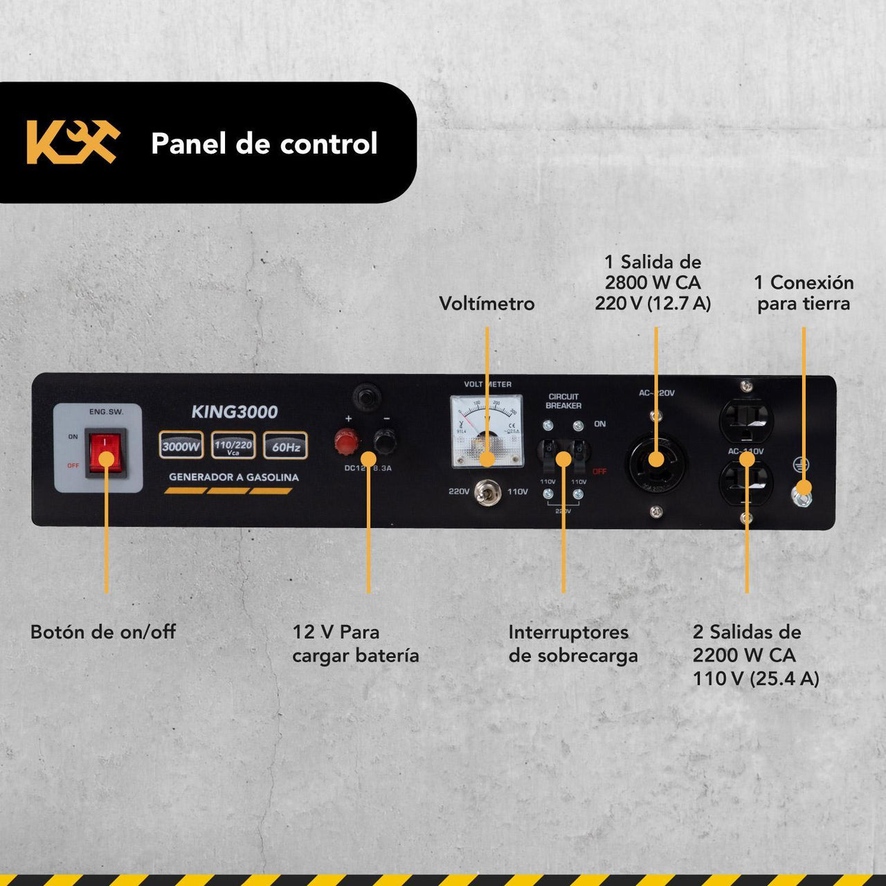 Generador Portatil a Gasolina 3000w 7.5 H.P 110v/220v KING3000 Kingsman