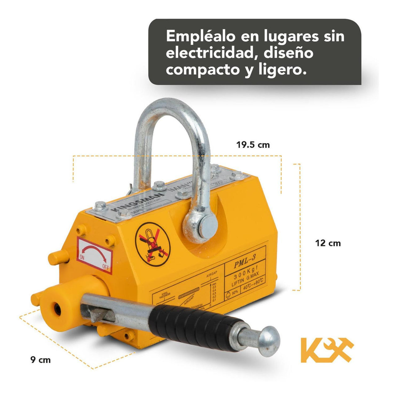 Iman Magnetico Levantador De Carga 300kg Con Palanca hasta 2.5 veces