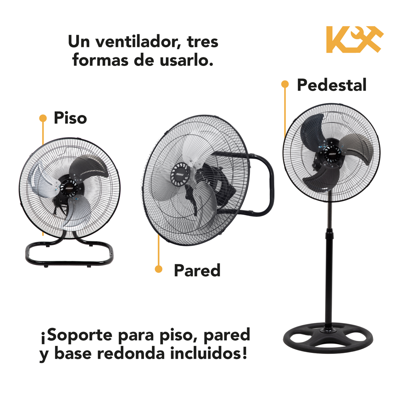 Ventilador 3 en 1 Pedestal Piso Pared