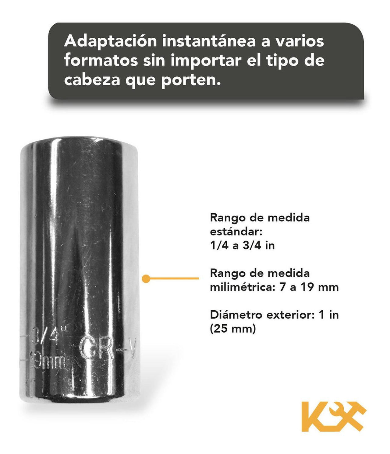 Dado Universal 1/4-3/4" o 7-19 mm Con Matraca Juego de 3 Piezas Kingsman