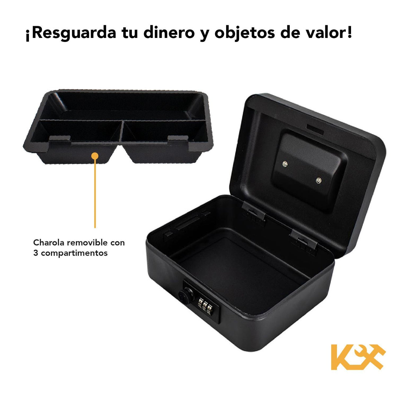 Caja Dinero de Combinación con Perilla 20x16x9 cm Negro Ts0037G Kingsman300265