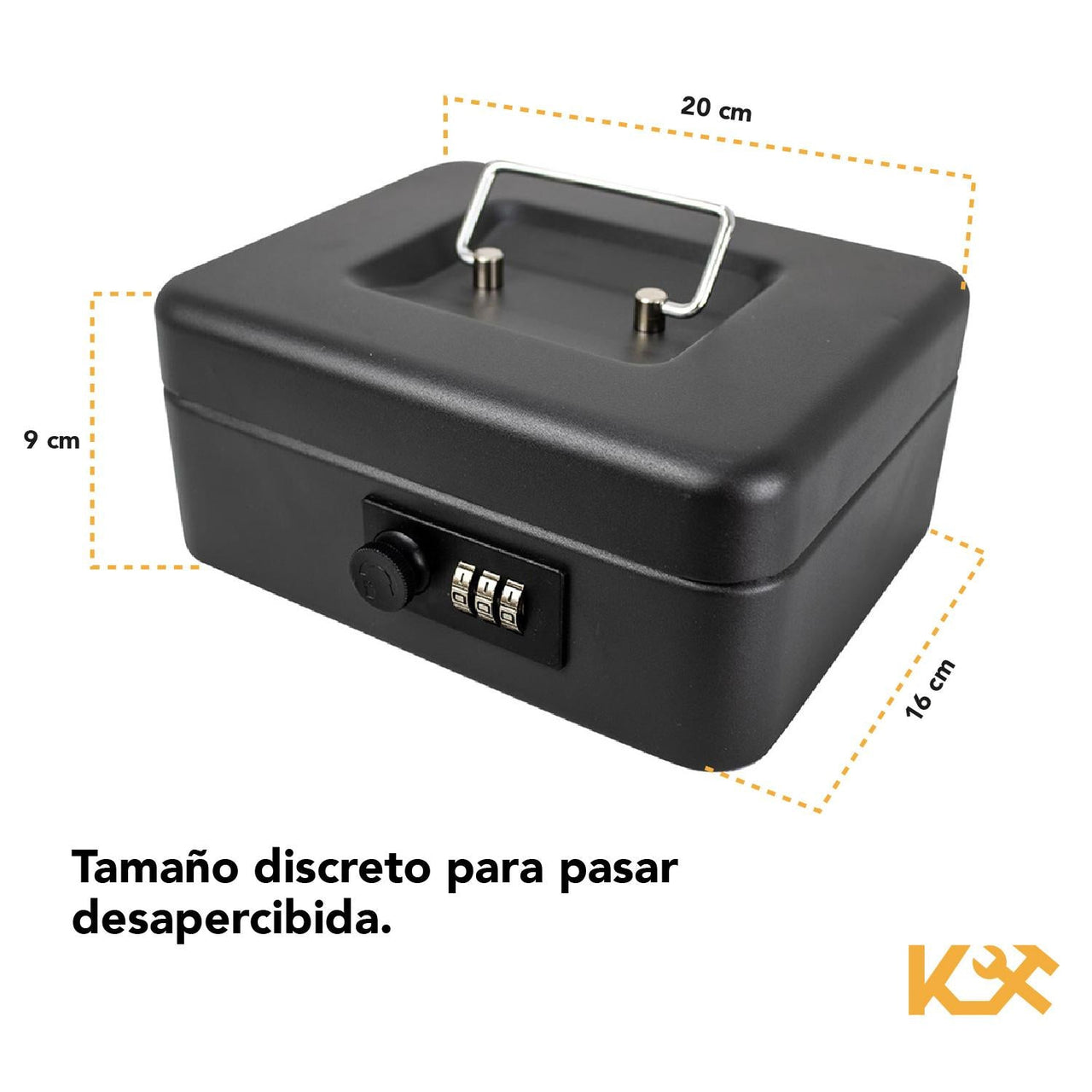 Caja Dinero de Combinación con Perilla 20x16x9 cm Negro Ts0037G Kingsman300265