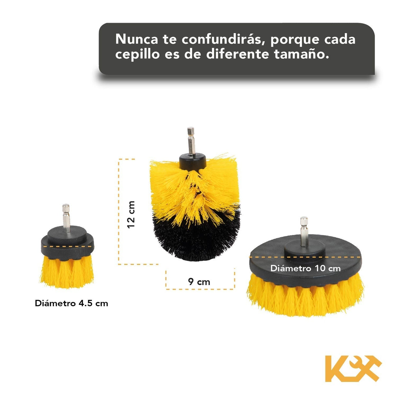 Cepillo para Taladro Juego 3 Piezas para Limpieza Cerdas Multiusos 300158 Kingsman300158