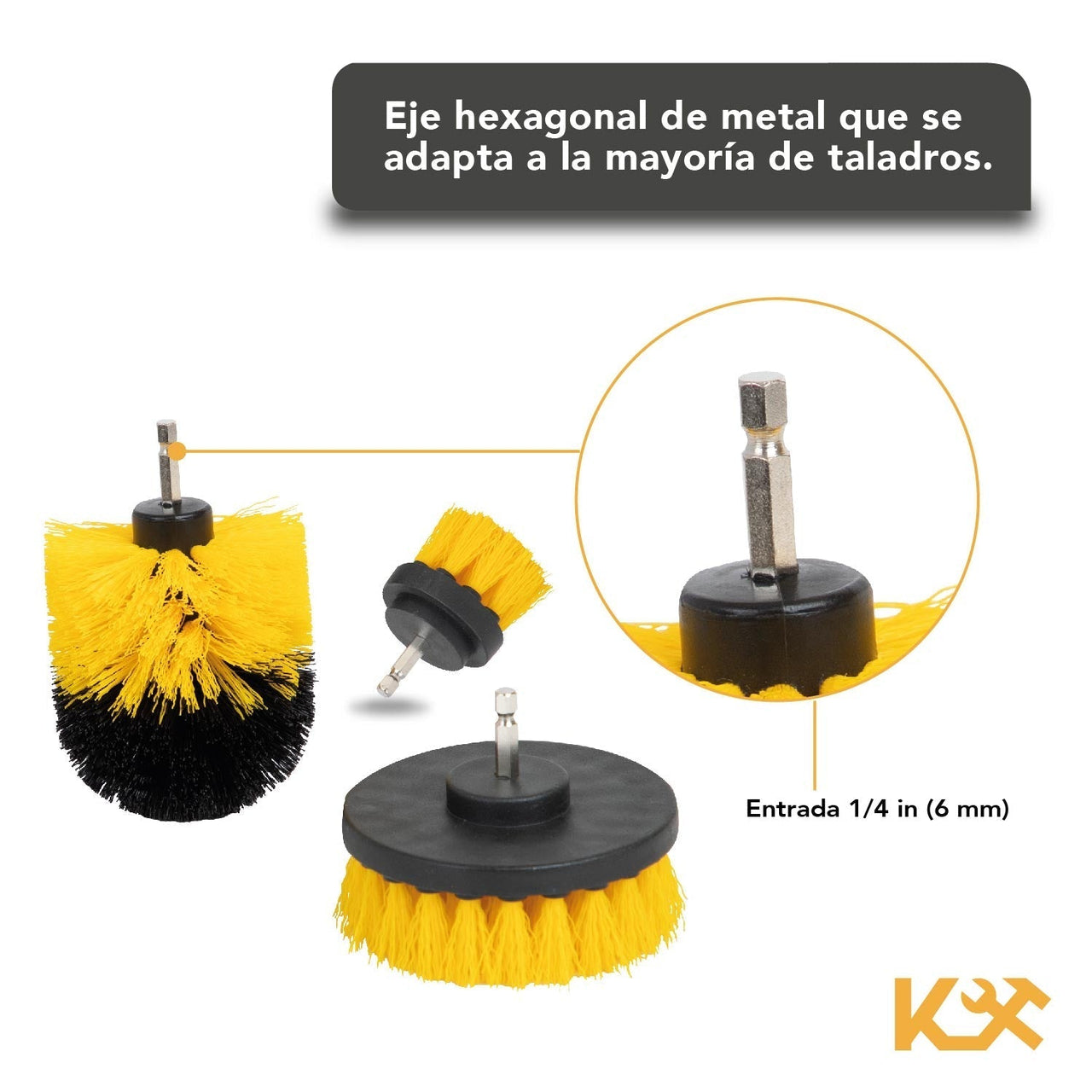 Cepillo para Taladro Juego 3 Piezas para Limpieza Cerdas Multiusos 300158 Kingsman300158