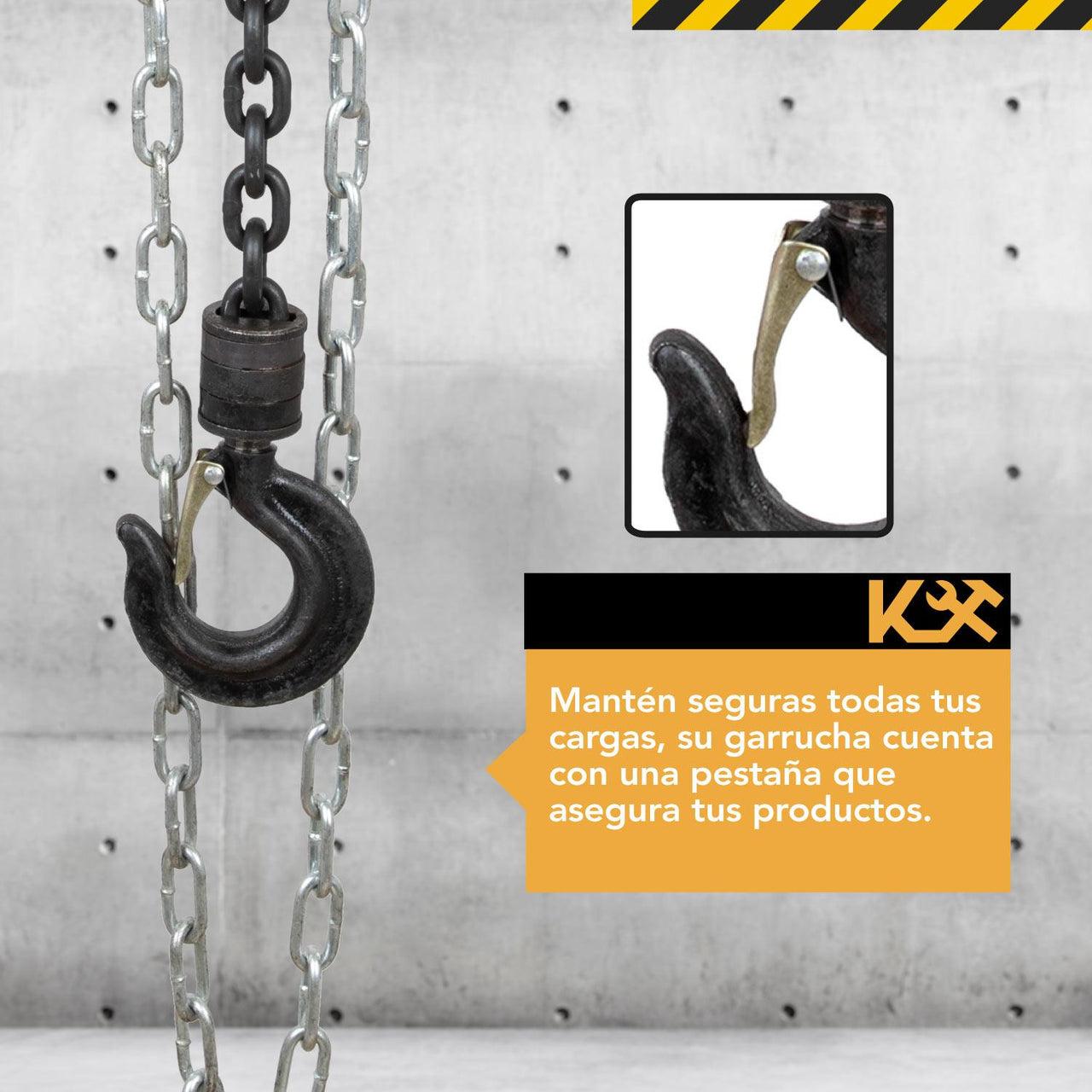 Polipasto Garrucha 2 T con Cadena de 8 m Grosor 6 mm 300611 Kingsman