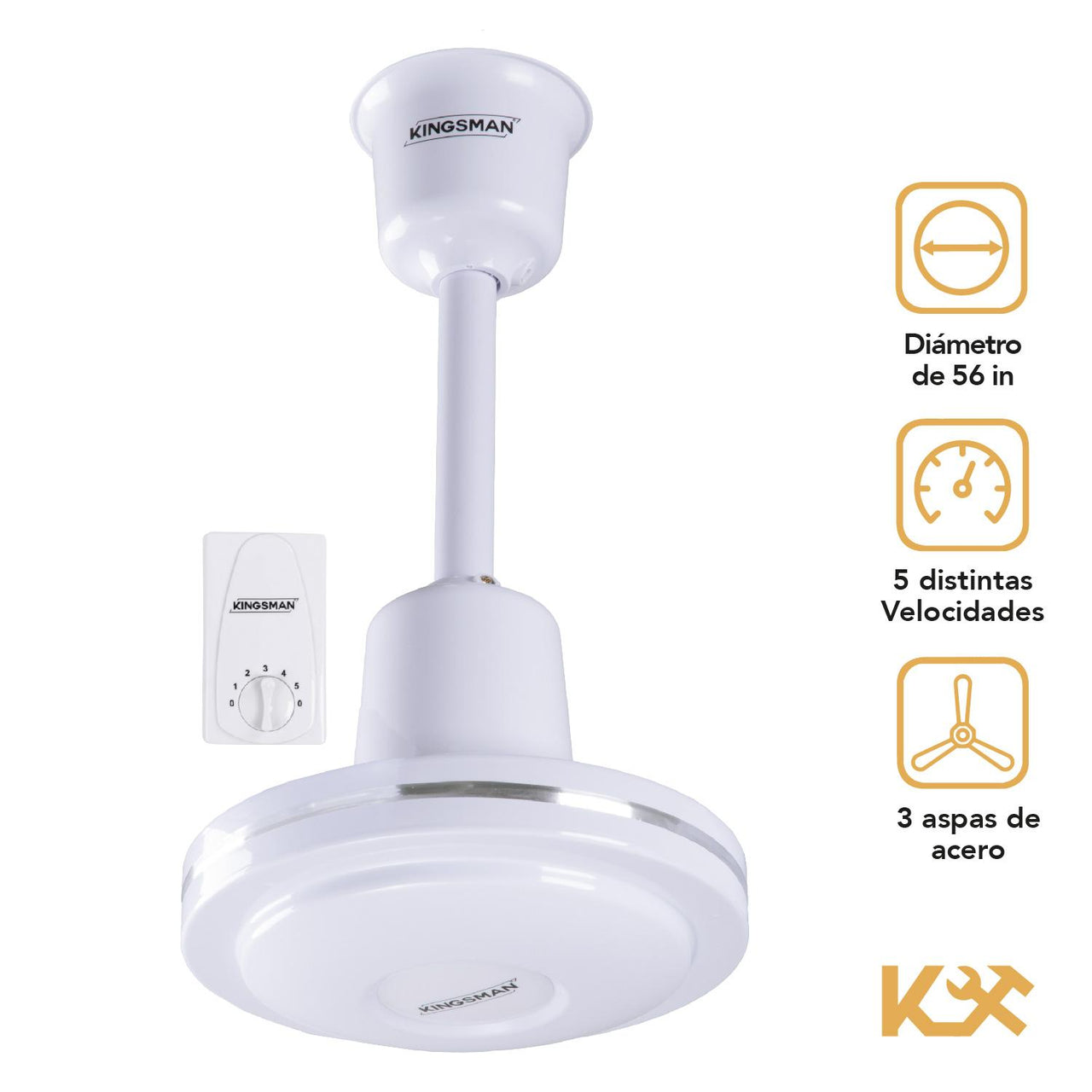 VENTILADOR DE TECHO 56 PULGADAS KIT 3 PIEZAS Kingsman