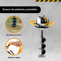 Thumbnail for Motoperforadora Ahoyadora A Gasolina Motor 2 Tiempos 52CC 2.5HP Con 3 Barrenas Broca de tierra Kingsman