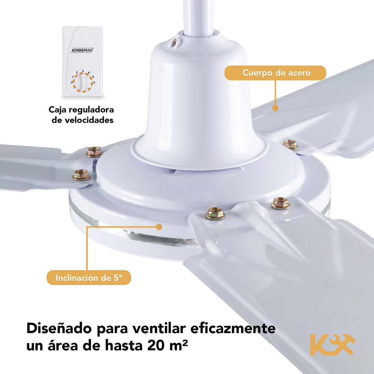 VENTILADOR DE TECHO 56 PULGADAS KIT 3 PIEZAS Kingsman