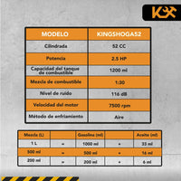 Thumbnail for Motoperforadora Ahoyadora A Gasolina Motor 2 Tiempos 52CC 2.5HP Con 3 Barrenas Broca de tierra Kingsman