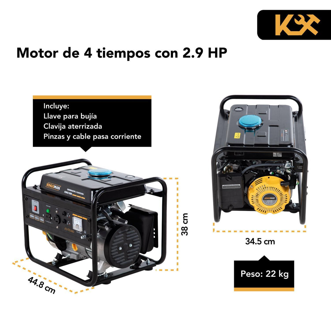 Generador Portatil A Gasolina 110v 2.9Hp Corriente Electrica