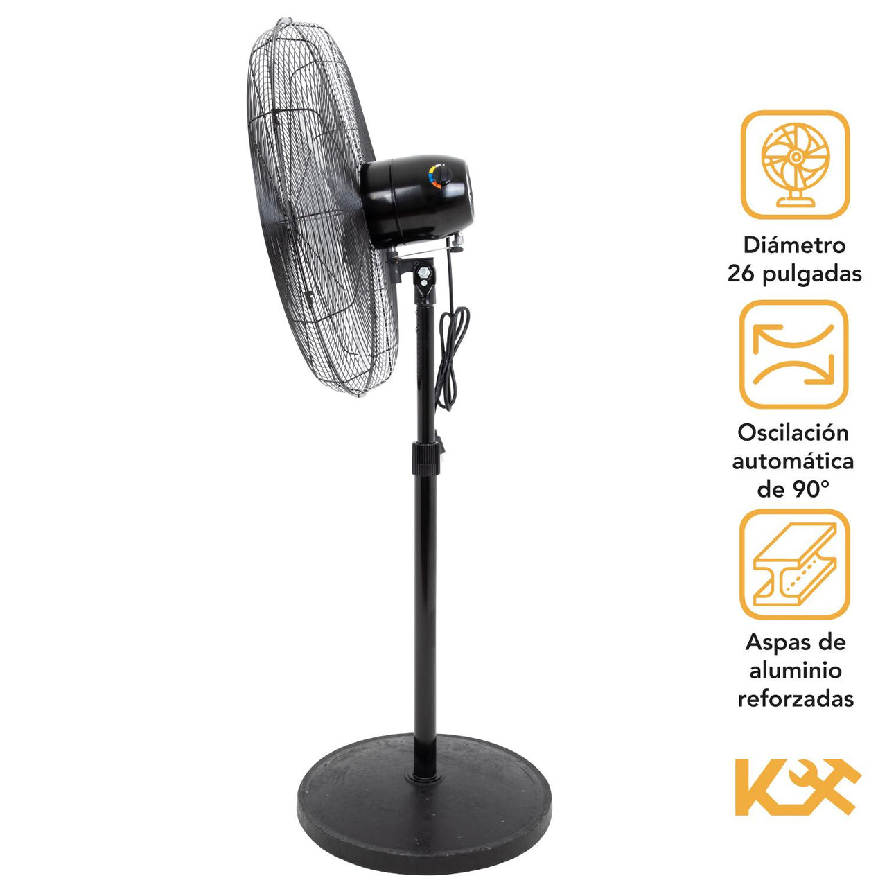 Ventilador Pedestal Industrial 26 Pulgadas De Pie Kingsman