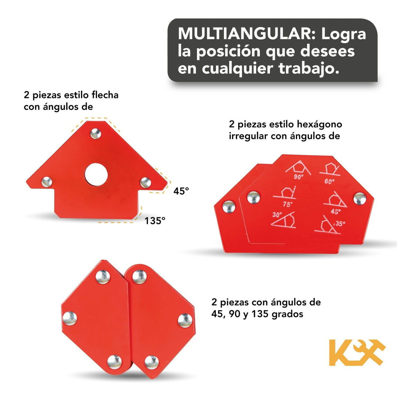 Escuadra Magnetica Para Soldar 6 Piezas Esquina 30 a 135 Grados300584