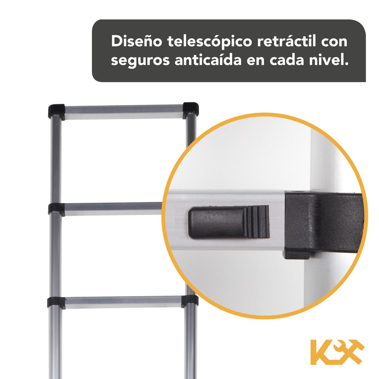 Escalera Telescopica Retractil Aluminio 9 Escalones 2.6 m RY-132