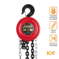 Thumbnail for Polipasto Garrucha 3 Toneladas con Cadena de 3 metros Grosor 8 mm Manual300482