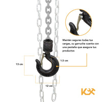 Thumbnail for Polipasto Garrucha 3 Toneladas con Cadena de 3 metros Grosor 8 mm Manual300482