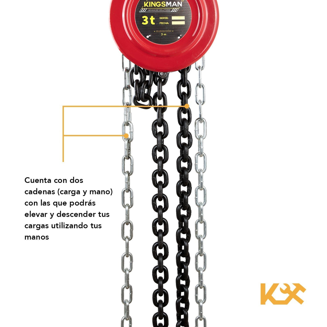 Polipasto Garrucha 3 Toneladas con Cadena de 3 metros Grosor 8 mm Manual300482
