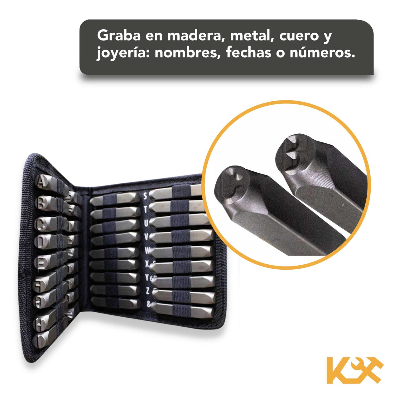Punzon Letra y Número Juego con 36 Piezas 6 mm Kingsman300331